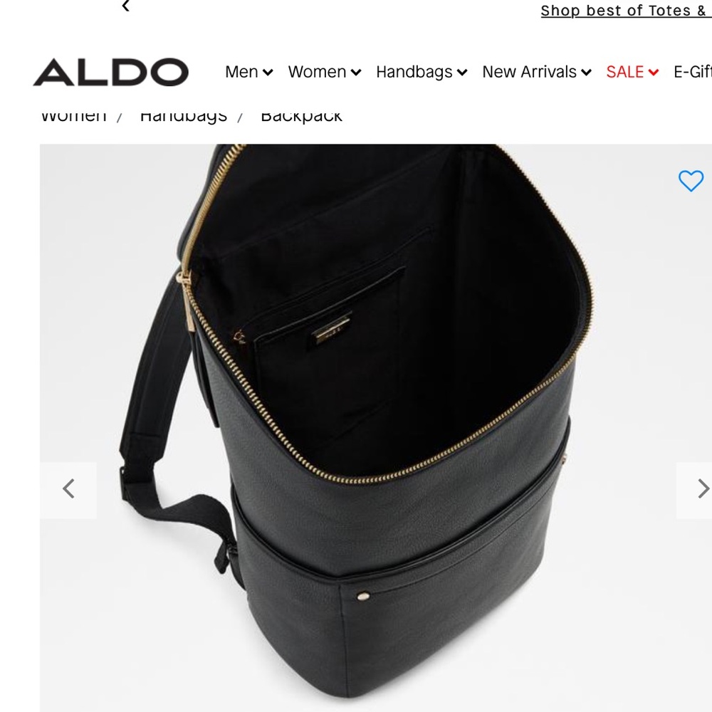Aldo TERRADIA Black Backpack with Gold Accents - Picture 2 of 10